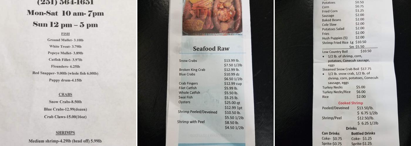 Monroeville Seafood Menu