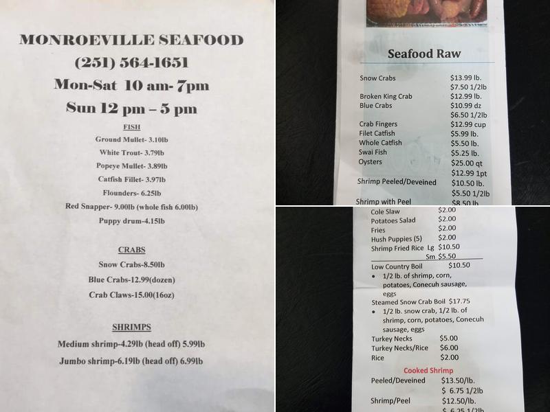 Monroeville Seafood Menu