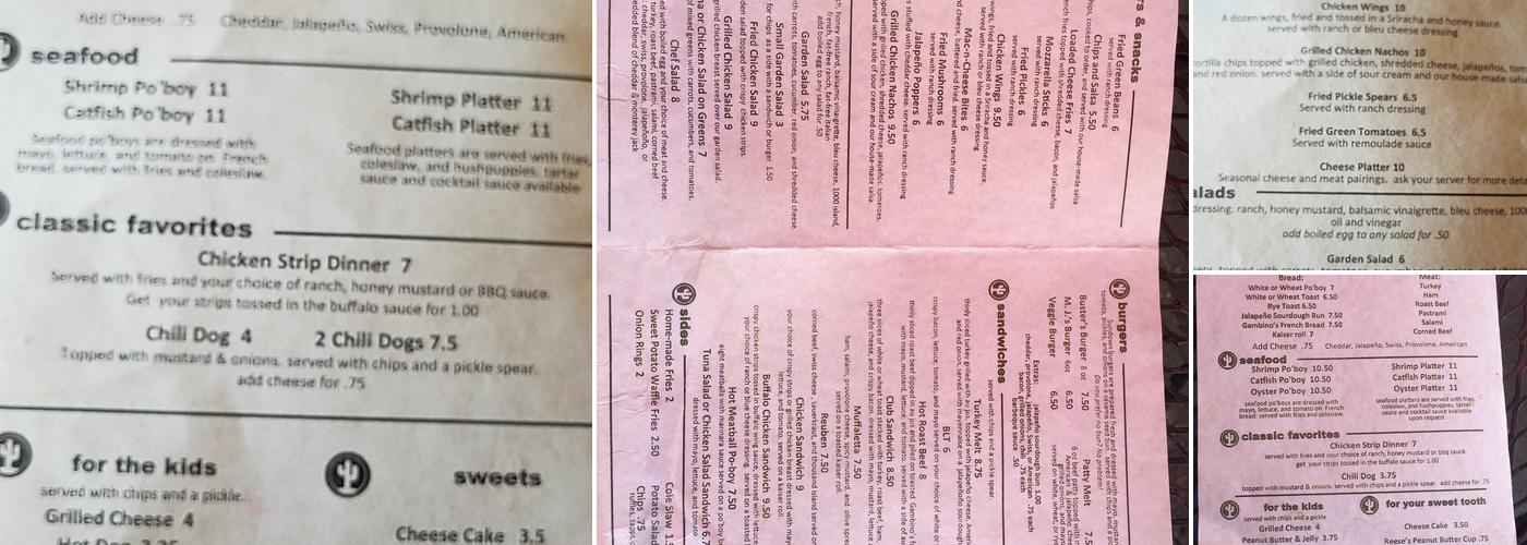 The Sundown Tavern Menu