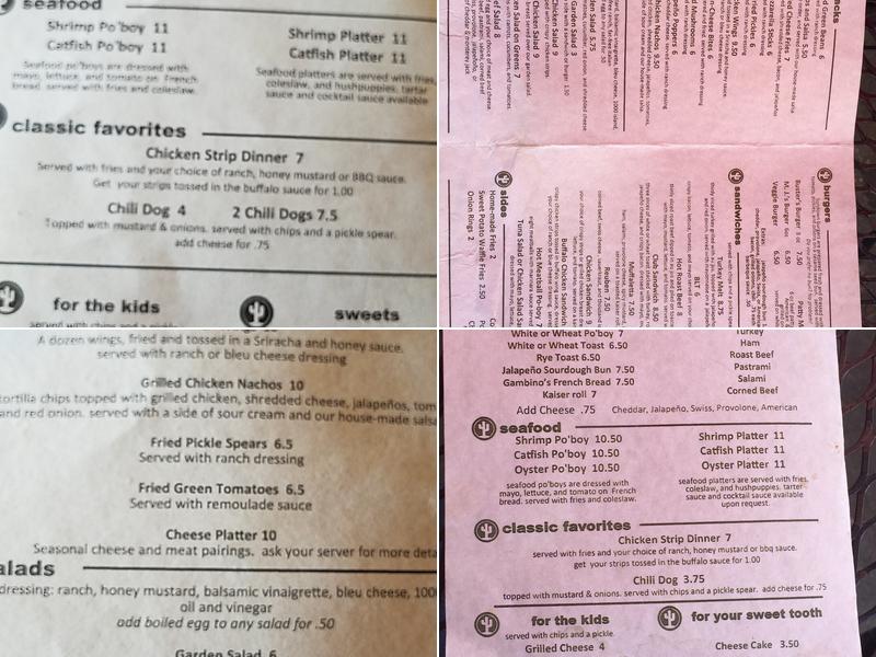 The Sundown Tavern Menu