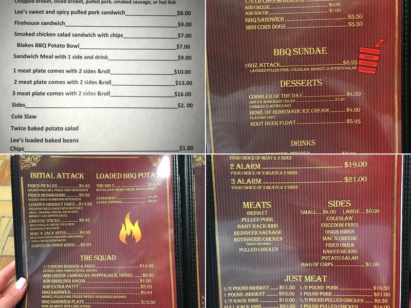 Lee's Firehouse BBQ Menu