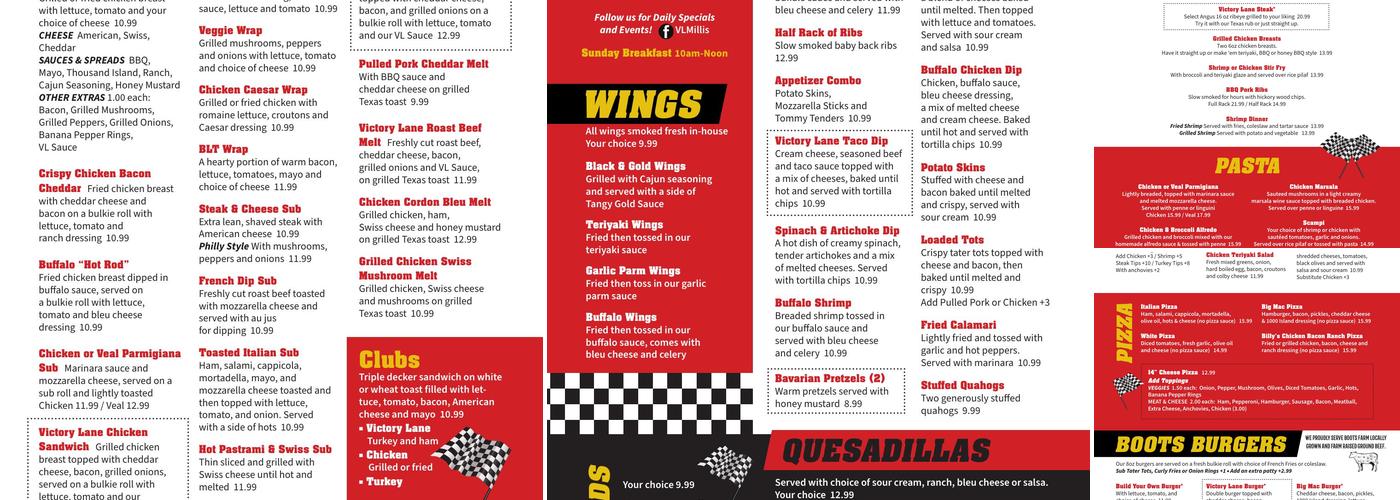 Victory Lane Menu