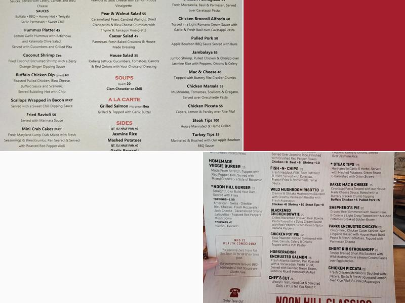 Noon Hill Grill Menu