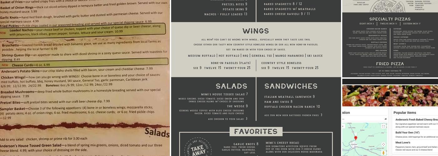 Anderson's by Mimi Menu