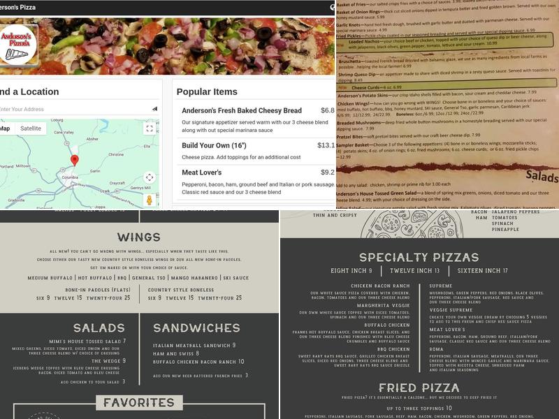 Anderson's by Mimi Menu