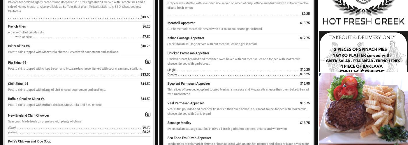 Nikolas Pizza Menu
