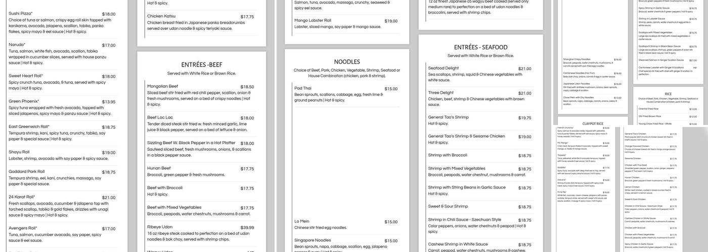 Jason's Restaurant & Sushi Bar Menu