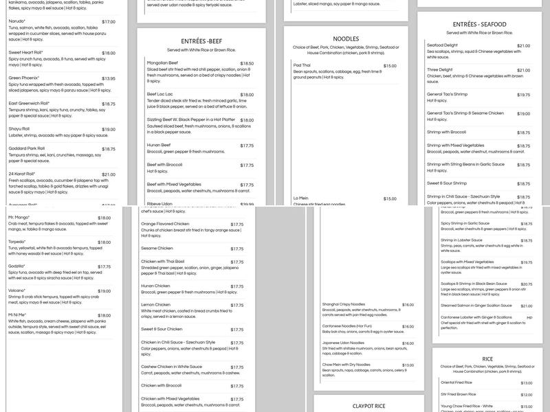 Jason's Restaurant & Sushi Bar Menu