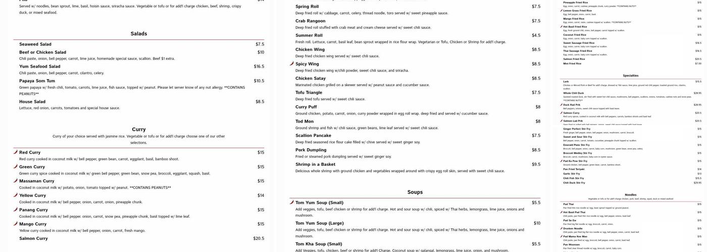 Simply Thai Menu