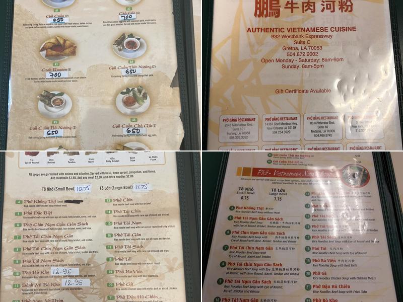 Phở Bang Restaurant Menu