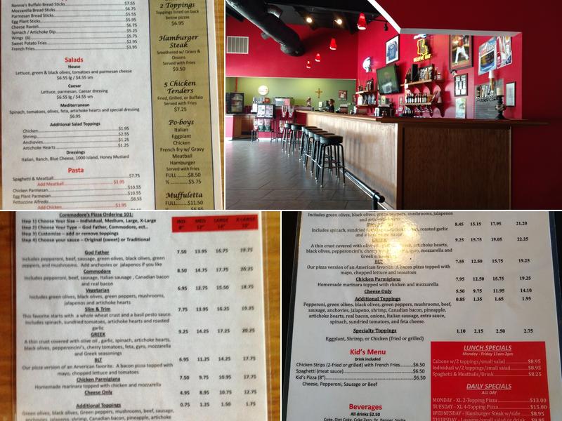 Commodore's Pizza Menu