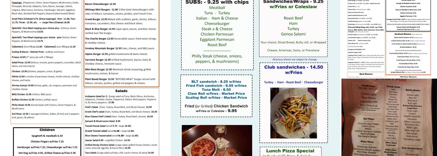 Charlie's Place Menu