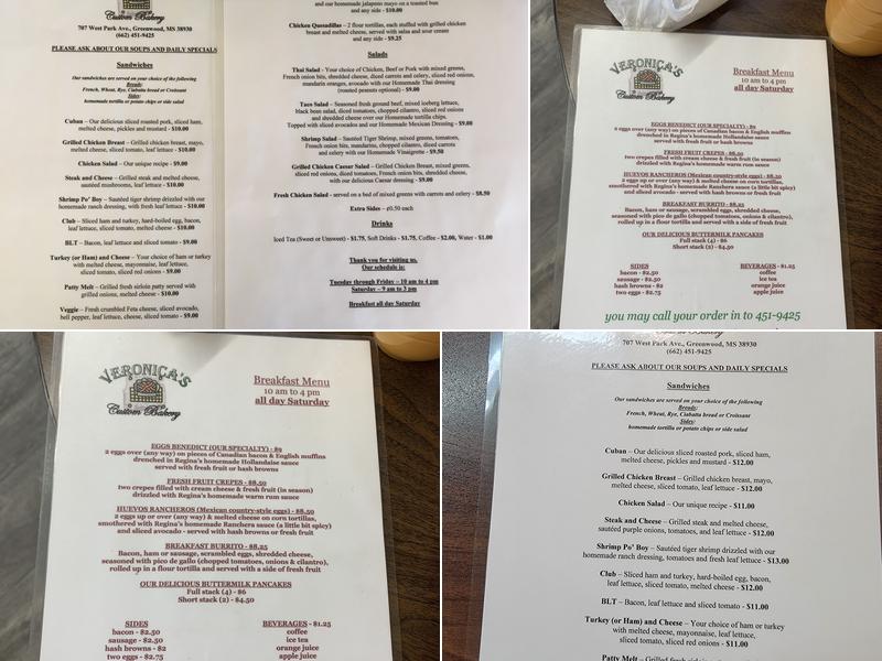 Veronica's Custom Bakery Menu
