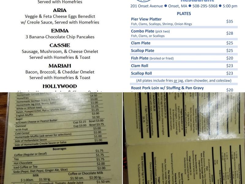 Pier View Restaurant Menu