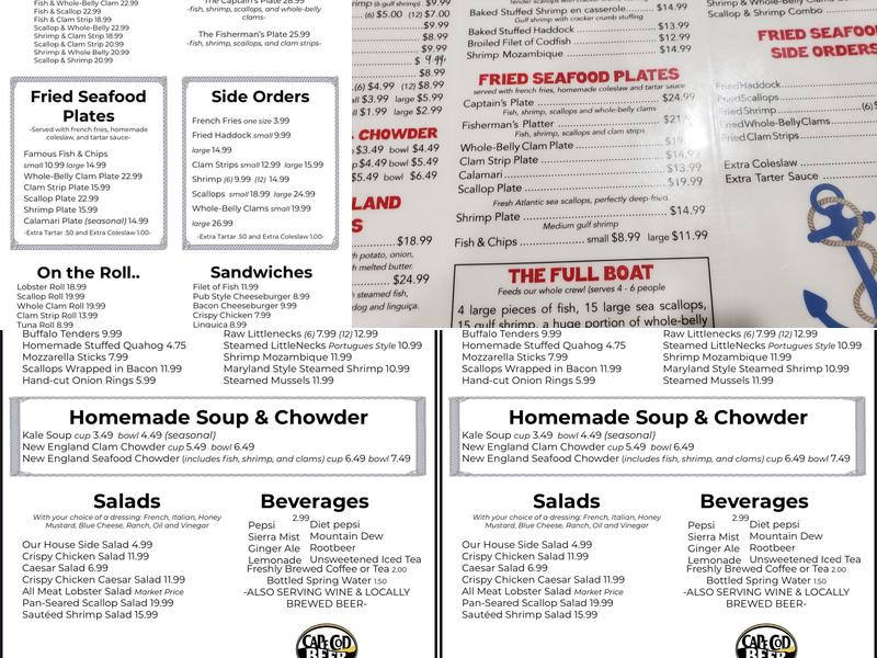 Barnacle Bill's Seafood Menu