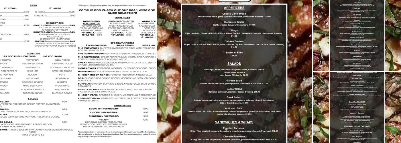 Matunuck Pizza Pie Co. Menu