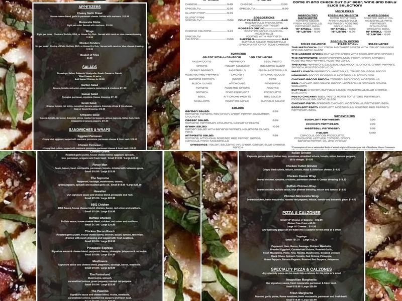 Matunuck Pizza Pie Co. Menu