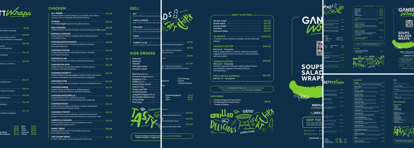 Gansett Wraps Menu
