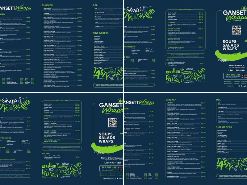 Gansett Wraps Menu
