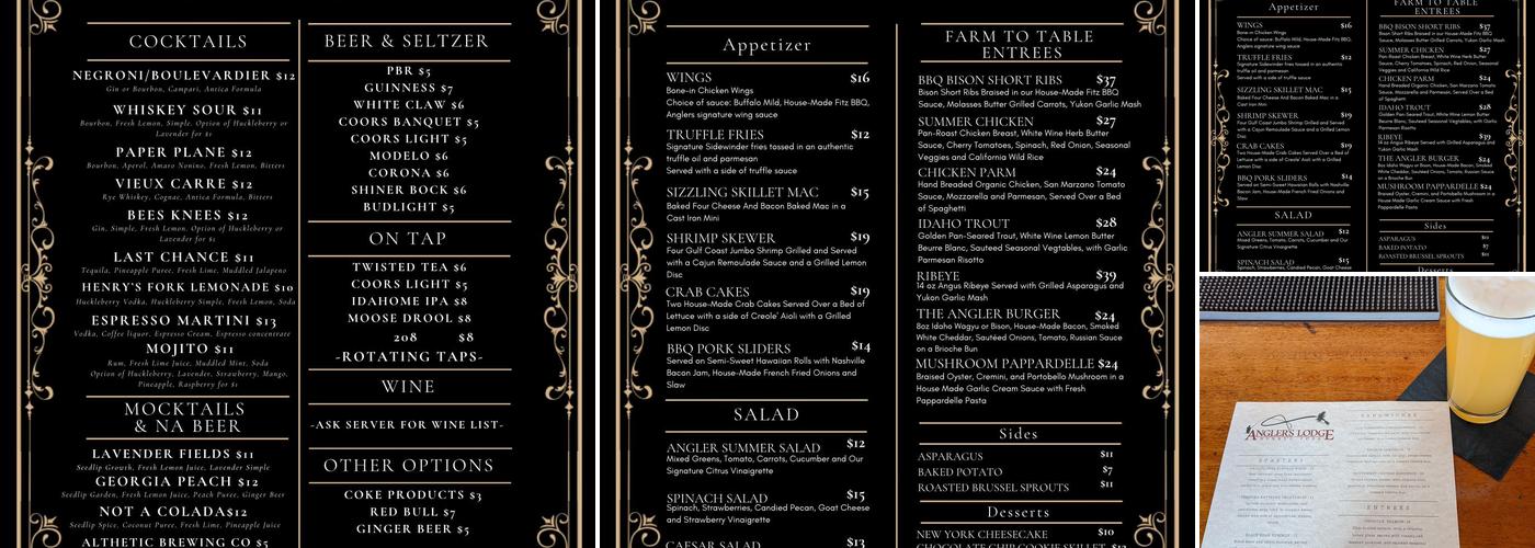 Angler's Lodge & Riverfront Restaurant Menu