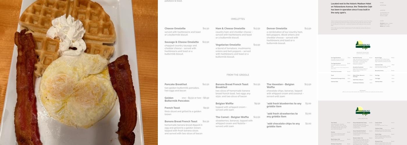 Timberline Cafe Menu