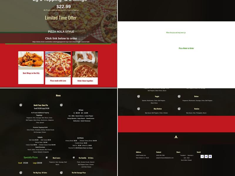 Pepperoni Ray's Cafe Menu