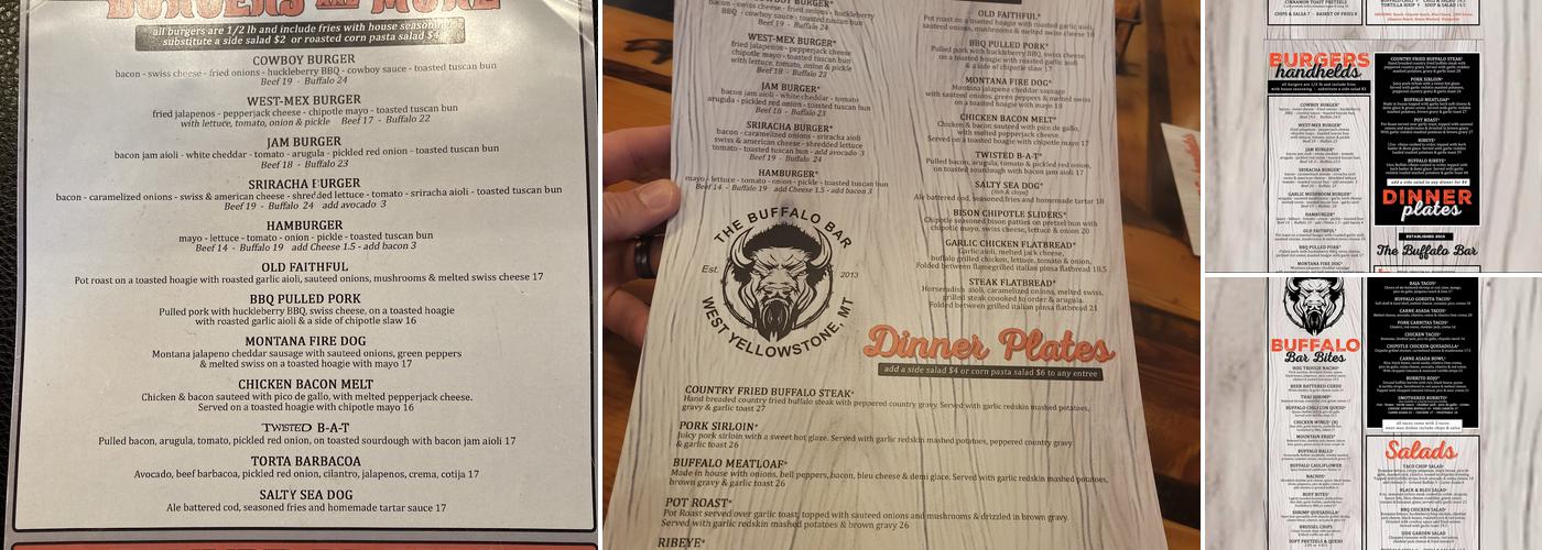 The Buffalo Bar Menu