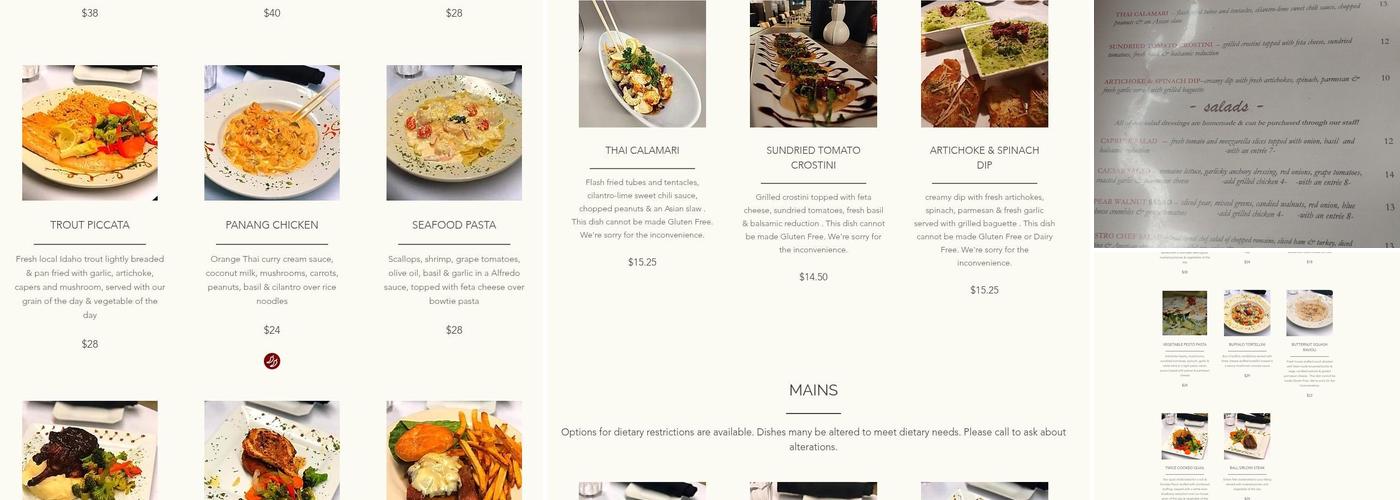 Serenity Bistro Menu