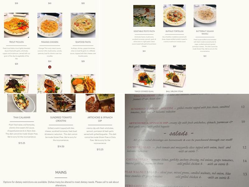 Serenity Bistro Menu