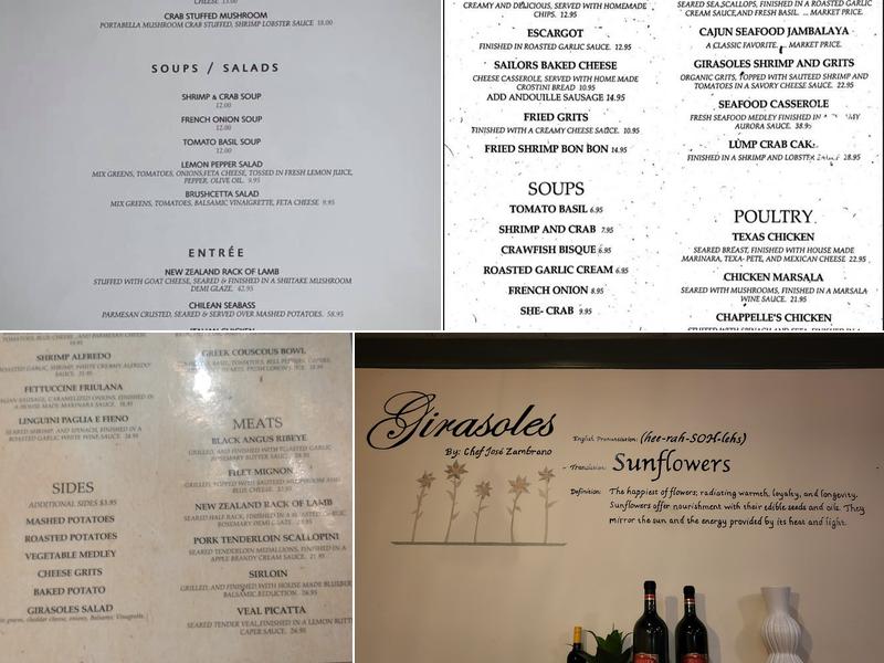 Girasoles Menu