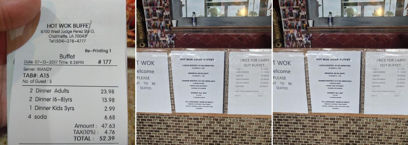 Hot Wok Buffet & Lounge Menu