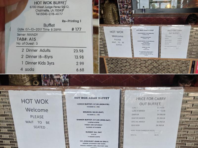 Hot Wok Buffet & Lounge Menu
