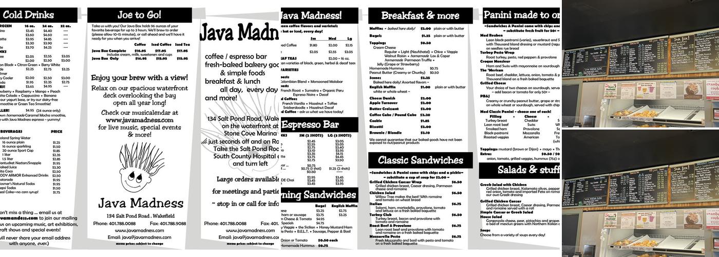 Java Madness Menu