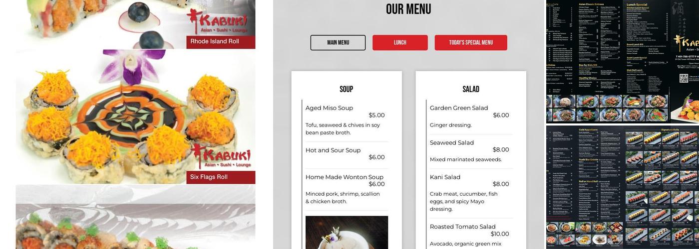 Kabuki Asian Sushi Menu