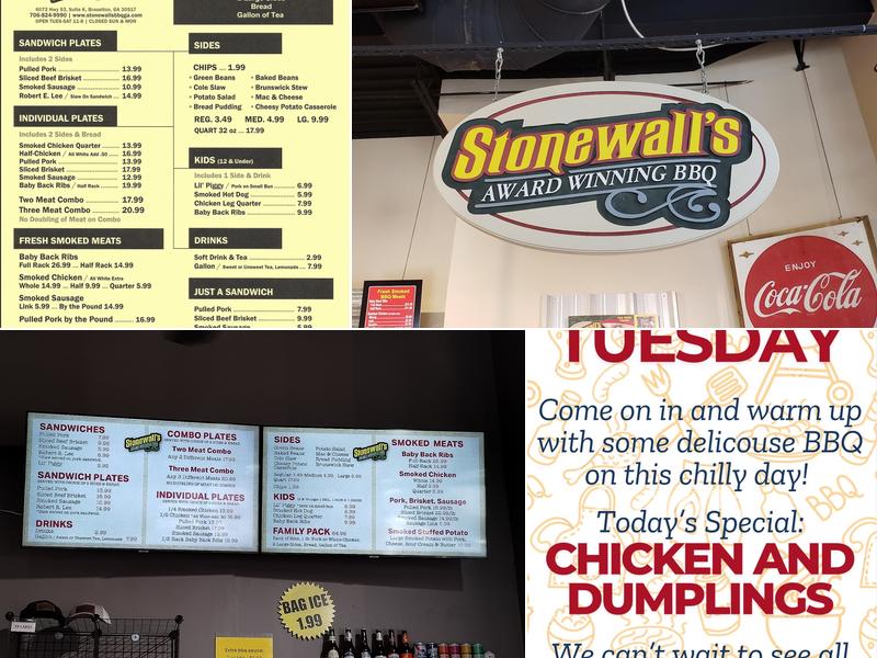 Stonewall's BBQ Menu
