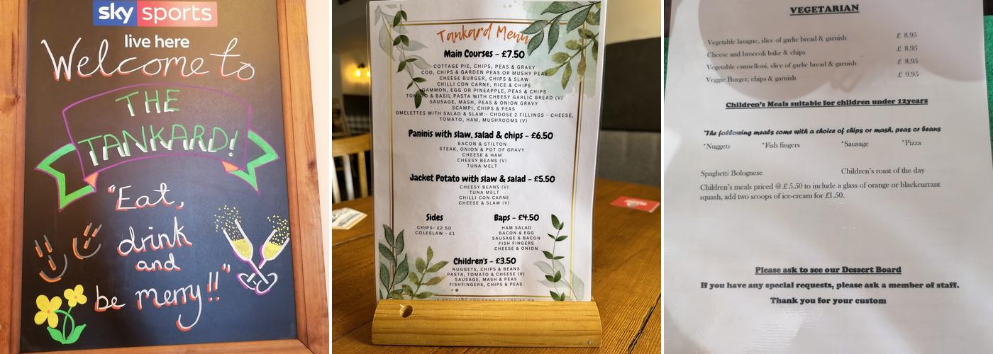The Tankard Menu
