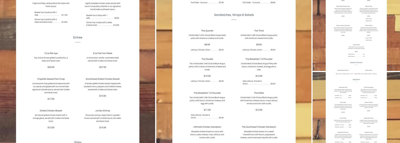 Willers Casual Dining Menu