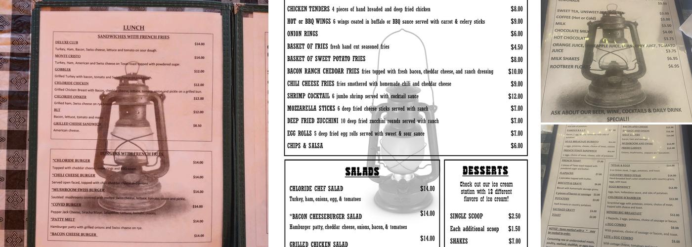 Yesterdays Restaurant & Shep's Miners Inn/Hotel Menu
