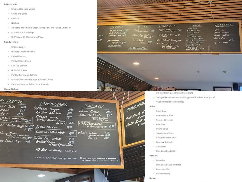 Oak, The New Fat Alley BBQ Menu