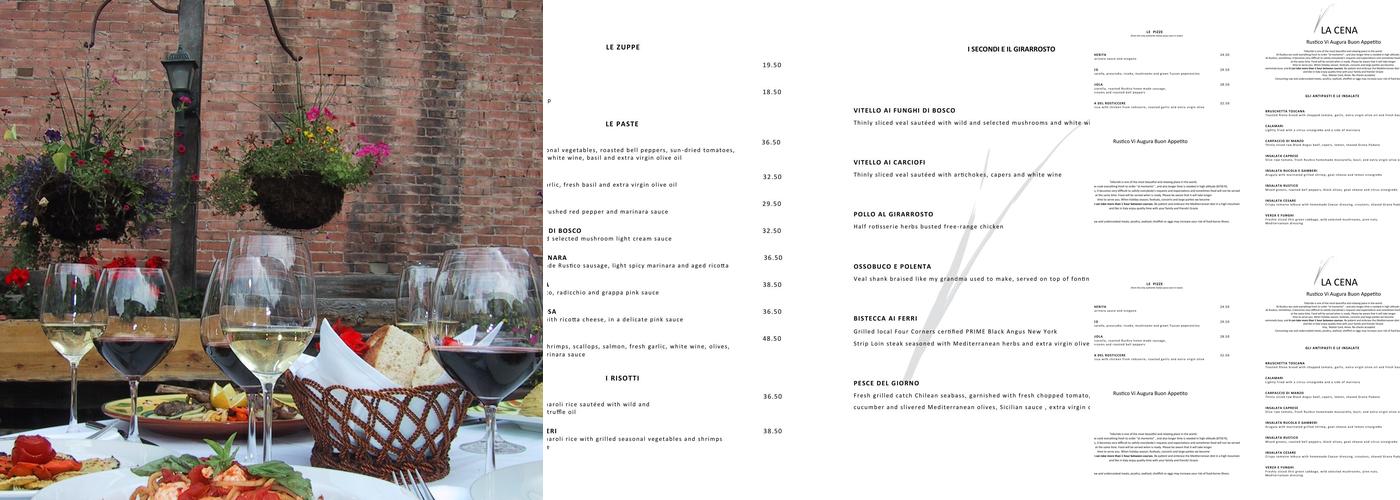 Rustico Ristorante Menu