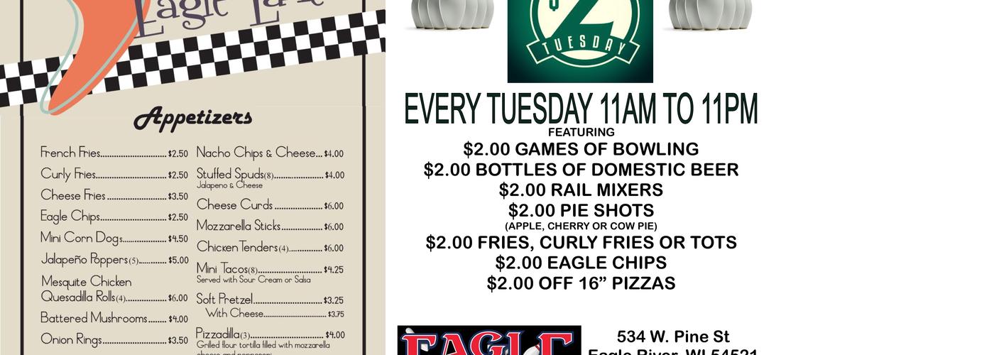 Eagle Lanes Menu