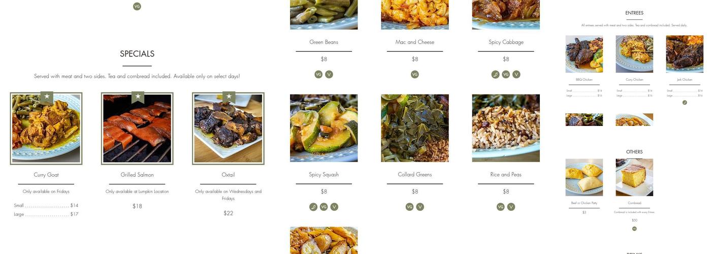 Kelly's Jamaican Foods Menu