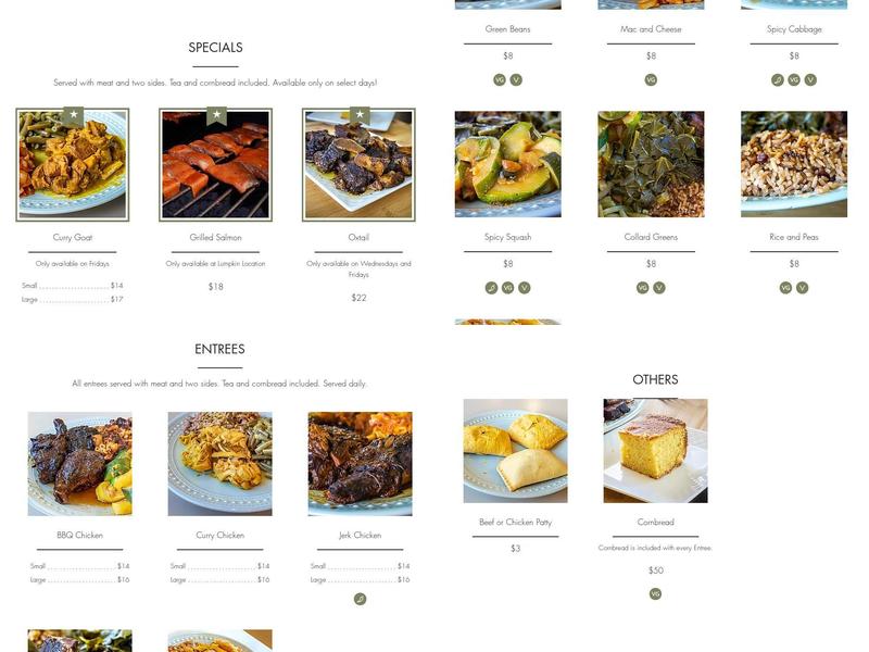 Kelly's Jamaican Foods Menu