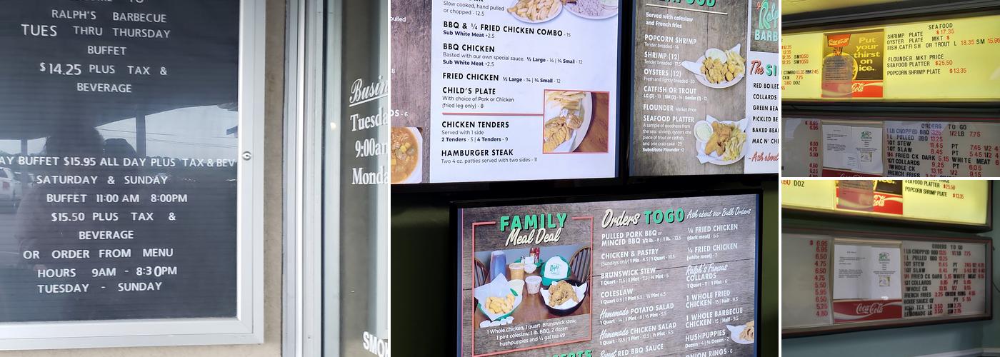 Ralph's Barbecue Menu