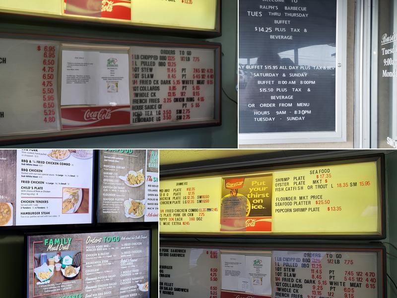 Ralph's Barbecue Menu
