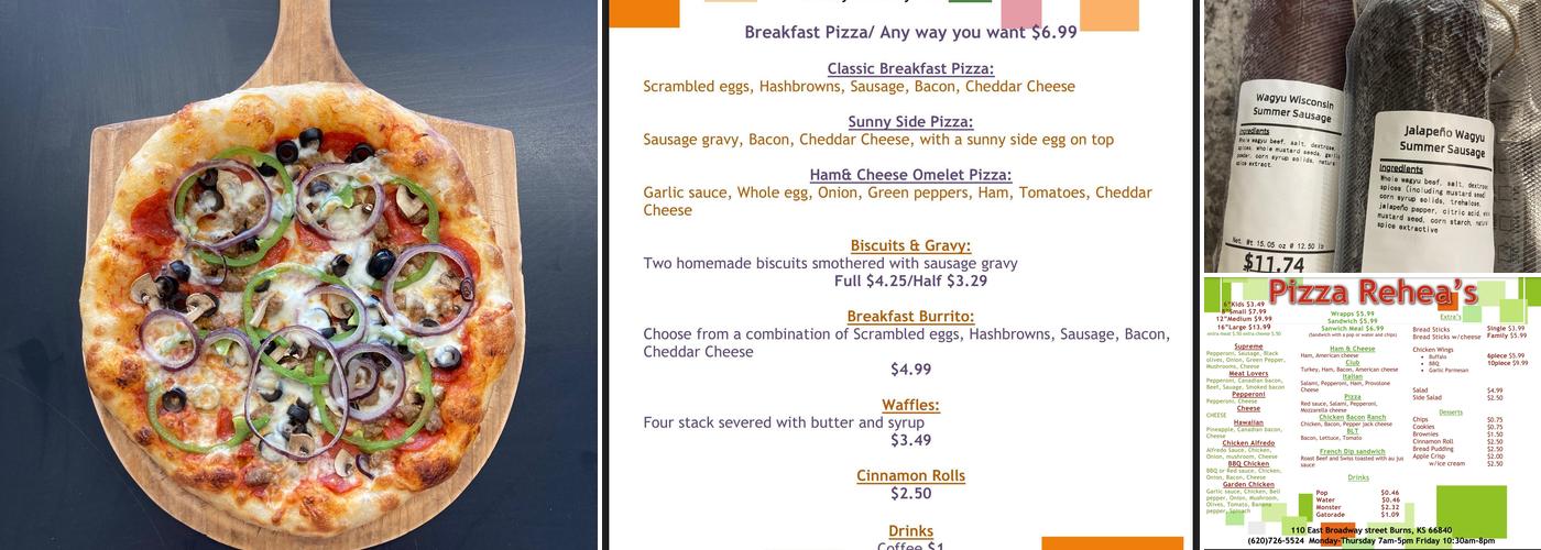 Pizza Rehea's Menu