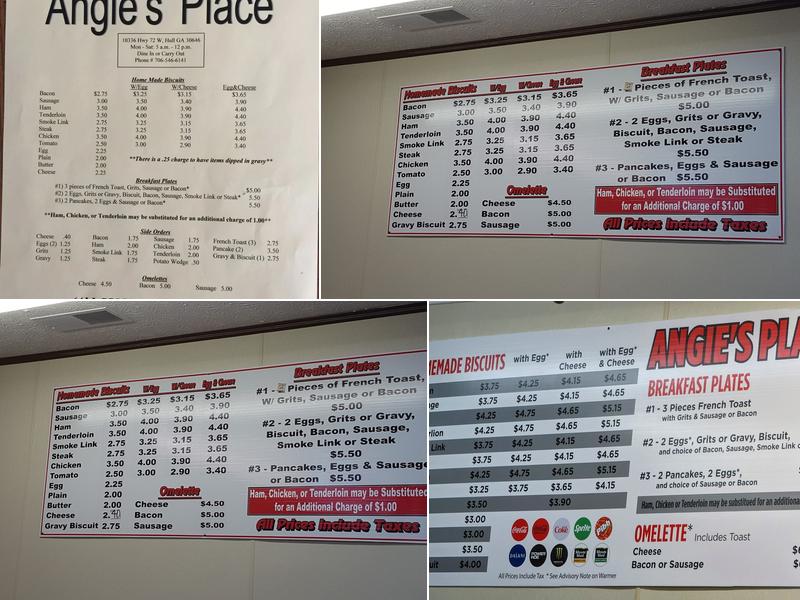 Angie's Place Menu