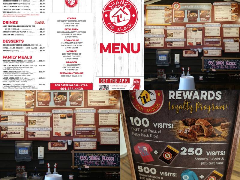 Shane's Rib Shack Menu