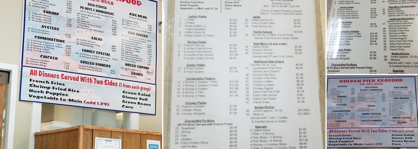 Golden Pier Seafood Menu