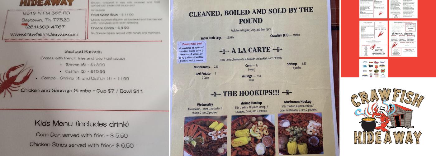 Crawfish Hideaway Menu